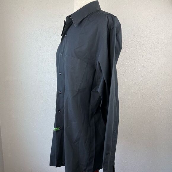 Van Heusen Black Fitted Poplin Dress Shirt Size 17.5 34/35 EUC - Picture 2 of 4